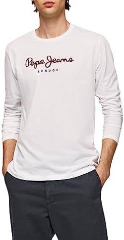 Pepe Jeans Herren Eggo Long T-Shirt, Weiß, M von Pepe Jeans