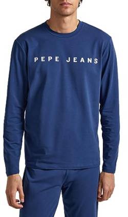 Pepe Jeans Herren Logo Tshirt LS Pajama Top, Blue (Navy), L von Pepe Jeans