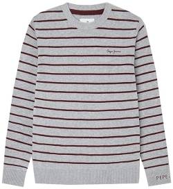 Pepe Jeans Jungen Tottenham Stripes Pullover Sweater, Grey (Grey Marl), 14 Years von Pepe Jeans