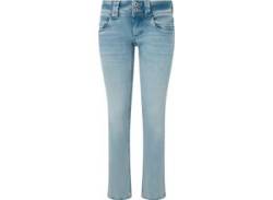 Slim-fit-Jeans PEPE JEANS "LW double Button" Gr. 27, N-Gr, blau (blue powerfle) Damen Jeans Röhrenjeans von Pepe Jeans