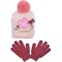 Peppa Pig Bommelmütze Peppa Wutz Kinder Mädchen Winter-Set Winter-Mütze Handschuhe (SET) von Peppa Pig