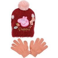 Peppa Pig Bommelmütze Peppa Wutz Kinder Mädchen Winter-Set Winter-Mütze Handschuhe (SET) von Peppa Pig