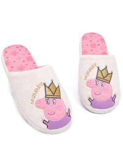 Peppa Pig Hausschuhe für Damen | Damen Königin Mumie Haus Schuhe Geschenk für Sie | Weiß Pink Gold Glitzer Schaumstoff Slip On 36-37 EU von Peppa Pig