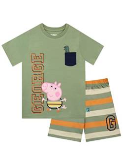 Peppa Pig Jungen George Pig und Herr Dinosaurier T-Shirt und Shorts Set Grün 128 von Peppa Pig