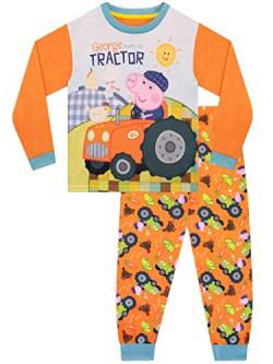 Peppa Pig Jungen George Wutz kinderschlafanzug Traktor Bauernhof Lange Ärmel Schlafanzug Set für Kinder Orange 128 von Peppa Pig