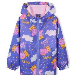 Peppa Pig Regenjacke Mädchen - Regenmantel Kinder Fleece Gefütterte Jacke mit Kapuze für Kinder von 2-6 Jahren (Mehrfarbig, 3-4 Jahre) von Peppa Pig
