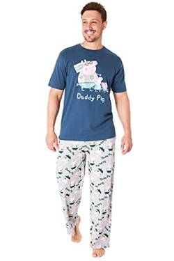Peppa Pig Schlafanzug Herren, Lustig Pyjama Set Shirt und Lang Hose (Marine Blau, M) von Peppa Pig