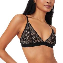 Pepper Lace Triangle Bralette | Body Hugging Lift | Ungepolsterter Spitzenbralette für Frauen | Kabelloser BH für Damen mit kleiner Brust, Schwarz, small von Pepper