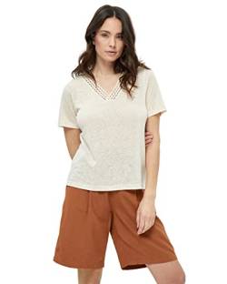 Peppercorn Damen Marina Häkel-T-Shirt mit V-Ausschnitt Langärmelige Bluse mit Stickerei, 0265 Sandshell, XS von Peppercorn