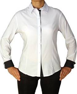 Perano L-002 Damen Stretch Bluse Hemd Farbe Weiß Konfektionsgröße 38 Internationale Größe M weiß M/38 von Perano