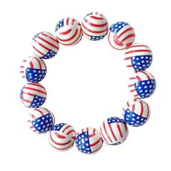 Perfeclan 4. Juli Armband Holzperlen Armband Armreif Amerikanische Flagge Armband Unabhängigkeitstag Armband Perlenarmband für Frauen, Stil b von Perfeclan