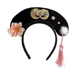 Perfeclan Chinesische Kopfbedeckung, Hanfu-Haarreifen, traditionelles Qing-Stirnband, antikes Stirnband für Performance, Festival, Abschlussball, Stil H von Perfeclan