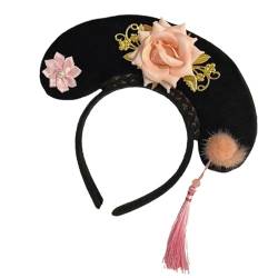 Perfeclan Chinesische Kopfbedeckung Qing Stirnband Kopftuch Kopfbedeckung Blume Haarreif Antikes Stirnband für Requisiten Kinder Frauen Mädchen Kinder, Stil F von Perfeclan