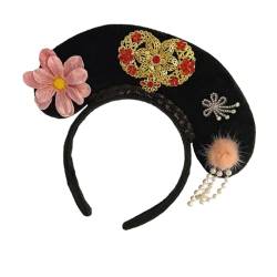 Perfeclan Chinesische Kopfbedeckung Qing Stirnband Kopftuch Kopfbedeckung Blume Haarreif Antikes Stirnband für Requisiten Kinder Frauen Mädchen Kinder, Stil G von Perfeclan