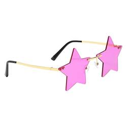 Perfeclan Fashion Star Pentagram Shaped Sonnenbrille für Männer Frauen Outdoor Shopping Einzigartige Brillen Bunt - Purpur Rosa von Perfeclan