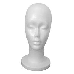 Perfeclan Frau Styropor Schaufensterpuppe Kopf Modell glatte Oberfläche Schmuck Headset Ständer für den professionellen oder persönlichen Gebrauch tragbar Höhe von Perfeclan