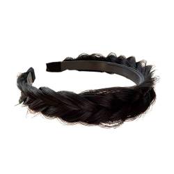 Perfeclan Haar geflochtenes Stirnband, gekreuzter, Kopfbedeckung, Zöpfe, handgefertigter Kopfschmuck, universelle klobige Haarbänder für Frauen, Damen, Schwarz von Perfeclan