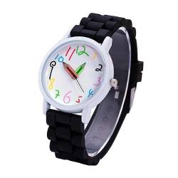 Perfeclan Kinder-Armbanduhr aus, leicht, modisch, Bleistift-Zeiger-Armbanduhr, für Shopping, Geburtstag, Geschenk, Straßenparty, Schwarz von Perfeclan