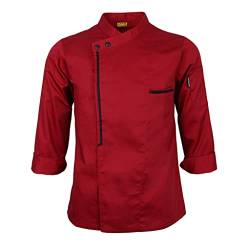 Perfeclan Kochjacke Langarm Kitchen Coat für Herren Damen - rot, L von Perfeclan