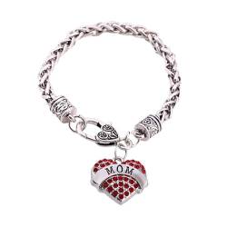 Perfeclan Muttertags-Armband, Charm-Armband, elegantes Mutter-Armband von Tochter, Schmuck, Geschenk für Frauen, Armband für Valentinstag-Frauen, Rot von Perfeclan