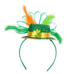 Perfeclan St. Patrick's Day Stirnband, Federhut, Stirnband, grün, für Herren und Damen, Stirnband, Haarreifen für Feier, Maskerade von Perfeclan