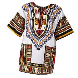 Perfeclan Unisex Afrikanische Drucke Kleid Baumwolle Dashiki Hemd Ethnischer Kaftan, Gelb, wie beschrieben von Perfeclan