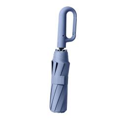 perfeclan Automatischer Taschenschirm mit Ringschnalle, Regenschirm, 10 Rippen, leicht, vielseitig, wasserdicht, faltbar, Reise-Regenschirm zum Wandern, Blau 106cmx71cm von Perfeclan