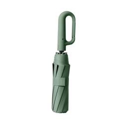 perfeclan Automatischer Taschenschirm mit Ringschnalle, Regenschirm, 10 Rippen, leicht, vielseitig, wasserdicht, faltbar, Reise-Regenschirm zum Wandern, Grün 106cmx71cm von Perfeclan