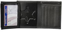 Perfect Fit Illinois Sheriff Badge Holder Hidden Badge Wallet Six Point Star Badge Cutout Black Leather (cutout 229) von Perfect Fit Shield Wallets
