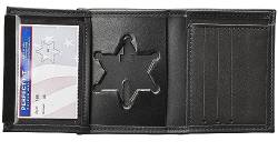 Perfect Fit NY County Sheriff Badge Holder Hidden Badge Wallet Six Point Star Badge Cutout Black Leather (cutout 46) von Perfect Fit Shield Wallets