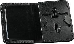 Perfekte Passform 6-Punkt-Star Illinois Sheriff-Abzeichen und Ausweishülle Bifold Wallet 6 Punkt Stern Badge Ausschnitt Schwarzes Leder (Ausschnitt 229) von Perfect Fit Shield Wallets