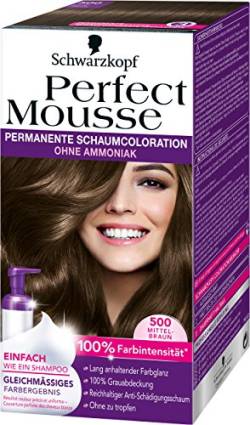 Perfect Mousse permanente Schaumcoloration, 500 Mittelbraun, 3er Pack (3 x 1 Stück) von Perfect Mousse