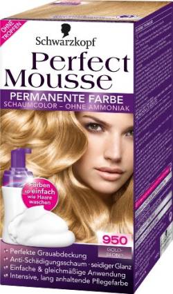 Schwarzkopf Perfect Mousse permanente Farbe Stufe 3, 950 Goldblond, 2er Pack (2 x 93 ml) von Perfect Mousse