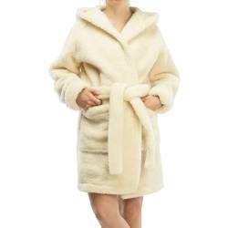 Perfect Wool Damen-Wollbademantel mit Kapuze, Woolmark-zertifiziert Bademantel für Damen100% Wolle S-XXL (n/a, DE/NL/SE/PL, Alphanumerisch, L, Regular, Regular) von Perfect Wool