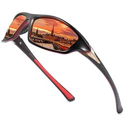 Perfectmiaoxuan Fahrradbrille Polarisierte Sonnenbrille Herren Damen (【B1】 Rot) von Perfectmiaoxuan