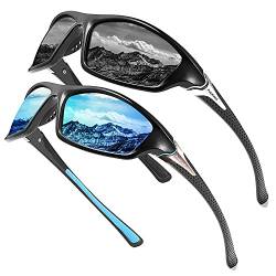 Perfectmiaoxuan Fahrradbrille Polarisierte Sonnenbrille Herren Damen (【B2】 2Paar:Schwarz+Blau) von Perfectmiaoxuan