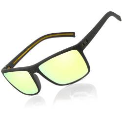 Perfectmiaoxuan Sonnenbrille Herren Damen Polarisiert HD-Pilotobjektive Leichte TR90 Retro Rechteckig Fahren Reisebrille Outdoor Mode Sonnenbrille Cat 3 CE von Perfectmiaoxuan