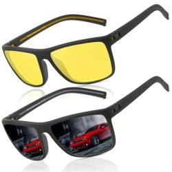 Perfectmiaoxuan Sonnenbrille Herren Damen Polarisiert HD-Pilotobjektive Leichte TR90 Retro Rechteckig Fahren Reisebrille Outdoor Mode Sonnenbrille Cat 3 CE von Perfectmiaoxuan