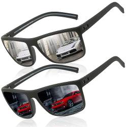 Perfectmiaoxuan Sonnenbrille Herren Damen Polarisiert HD-Pilotobjektive Leichte TR90 Retro Rechteckig Fahren Reisebrille Outdoor Mode Sonnenbrille Cat 3 CE von Perfectmiaoxuan