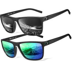 Polarisierte Sonnenbrille Herren/Damen, Vintage Elegant Brillengestell Klassisch, HD-Pilotobjektive; Outdoor-Sportarten,Golf,Fahren,Angeln,Reisebrille Mode Sonnenbrille (【L1】Schwarz+Grün) von Perfectmiaoxuan