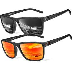 Polarisierte Sonnenbrille Herren/Damen, Vintage Elegant Brillengestell Klassisch, HD-Pilotobjektive; Outdoor-Sportarten,Golf,Fahren,Angeln,Reisebrille Mode Sonnenbrille (【L1】Schwarz+Rot) von Perfectmiaoxuan