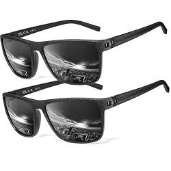 Polarisierte Sonnenbrille Herren/Damen, Vintage Elegant Brillengestell Klassisch, HD-Pilotobjektive; Outdoor-Sportarten,Golf,Fahren,Angeln,Reisebrille Mode Sonnenbrille (【L1】Schwarz+Schwarz) von Perfectmiaoxuan