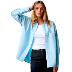 Relaxed Shirt Damen Hellblau (Größe L) - Bequemes hellblaues Hemd für Damen - Stylisches Damenhemd - Damenhemd - Modisches praktisches Damenhemd für Business und Freizeit von Performance Pants