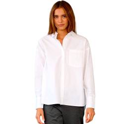 Relaxed Shirt Damen Weiß (Größe S) - Bequemes weißes Hemd für Damen - Stylisches Damenhemd - Damenhemd - Modisches praktisches Damenhemd für Business und Freizeit von Performance Pants