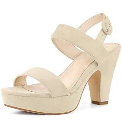 Perphy Damen-Plateau-Slingback-Sandalen mit Blockabsatz Beige 41 von Perphy