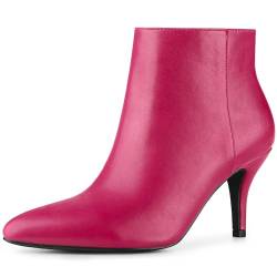 Perphy Damen Stiefeletten mit seitlichem Reißverschluss und spitzer Zehenpartie und Stiletto-Absatz Pink 41 von Perphy