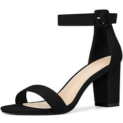 Perphy Knöchelriemen für Damen mit offenen Zehen, klobige High Heels-Sandalen Schwarz 41 von Perphy
