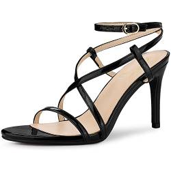 Perphy Riemchen-Slingback-Sandalen mit offenen Zehen und Stiletto-Absatz für Damen Schwarz 42 von Perphy