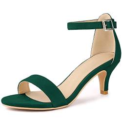 Perphy Sandalen mit offenem Zehenbereich und Kitten Heels für Damen Grün 38 von Perphy