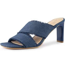 Perphy Slide Heels Mules Sandaletten mit Blockabsatz für Damen Blau 40 von Perphy